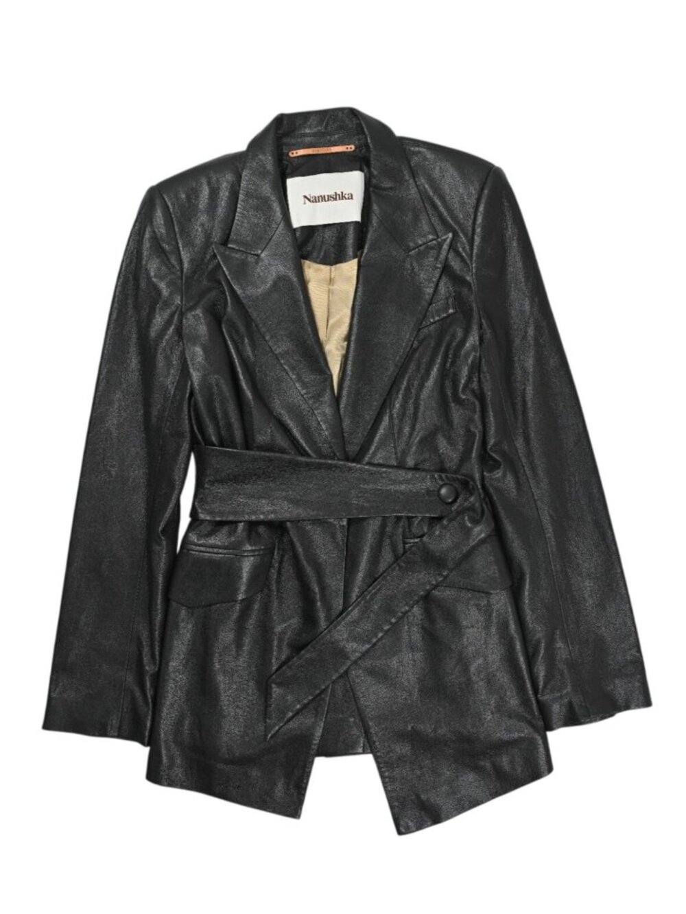 Nanushka Vegan Leather Bea Blazer in Black